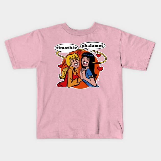 Timothee Chalamet Teen Fan-Art Meme Kids T-Shirt by Recondo76